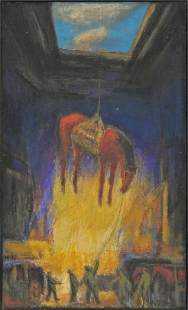 Put a horse on a transport ship.